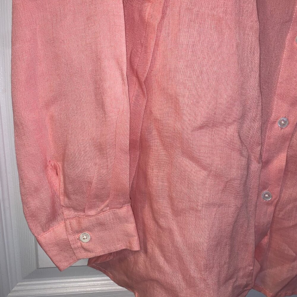 J Jill Pink Linen Shirt Women's Size L Button Up Summer Layering Beach Travel - Picture 4 of 6
